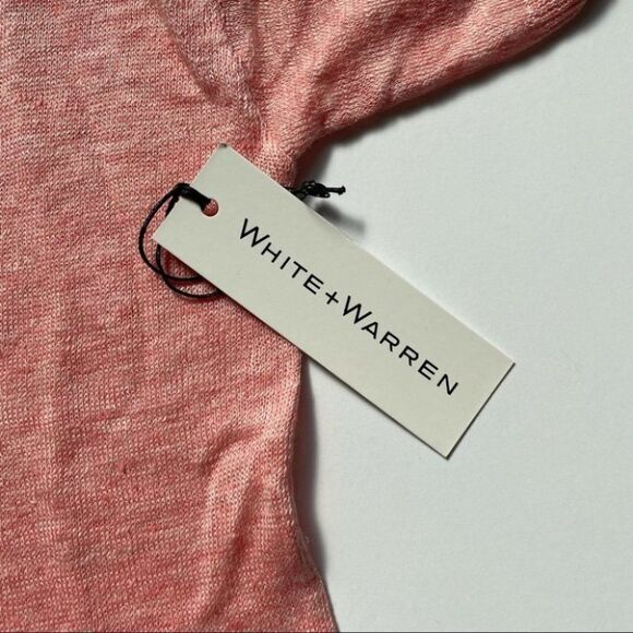 White + Warren Linen Drawcord Ruffle Tee Pink Size X-Size NWT - Picture 5 of 9